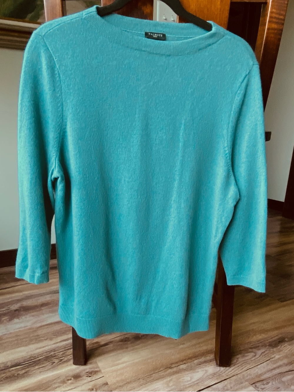 Talbots Teal 100% Cashmere Crewneck Sweater